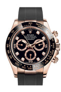 Cosmograph Daytona Rose Gold Black diamond set Dial Oysterflex 116515LN.