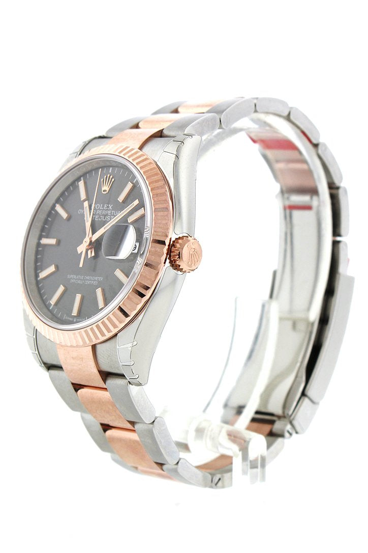 Datejust 36 Dark Rhodium Dial Fluted Rose Gold Two Tone Watch 126231 NP.