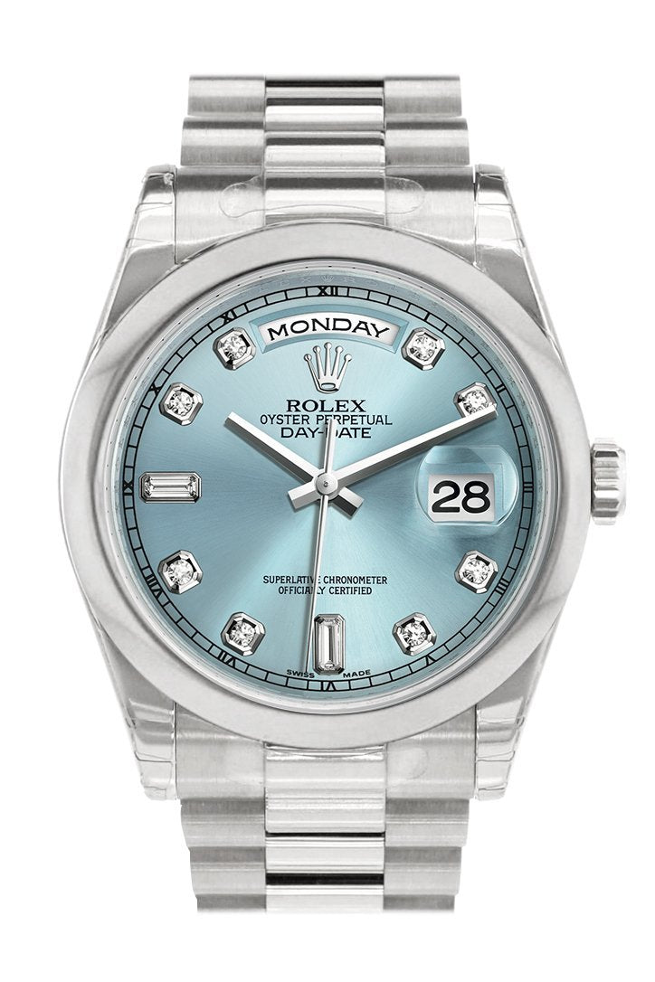 Day Date 36 Ice Blue set Diamonds Dial President Men's Watch 118206.