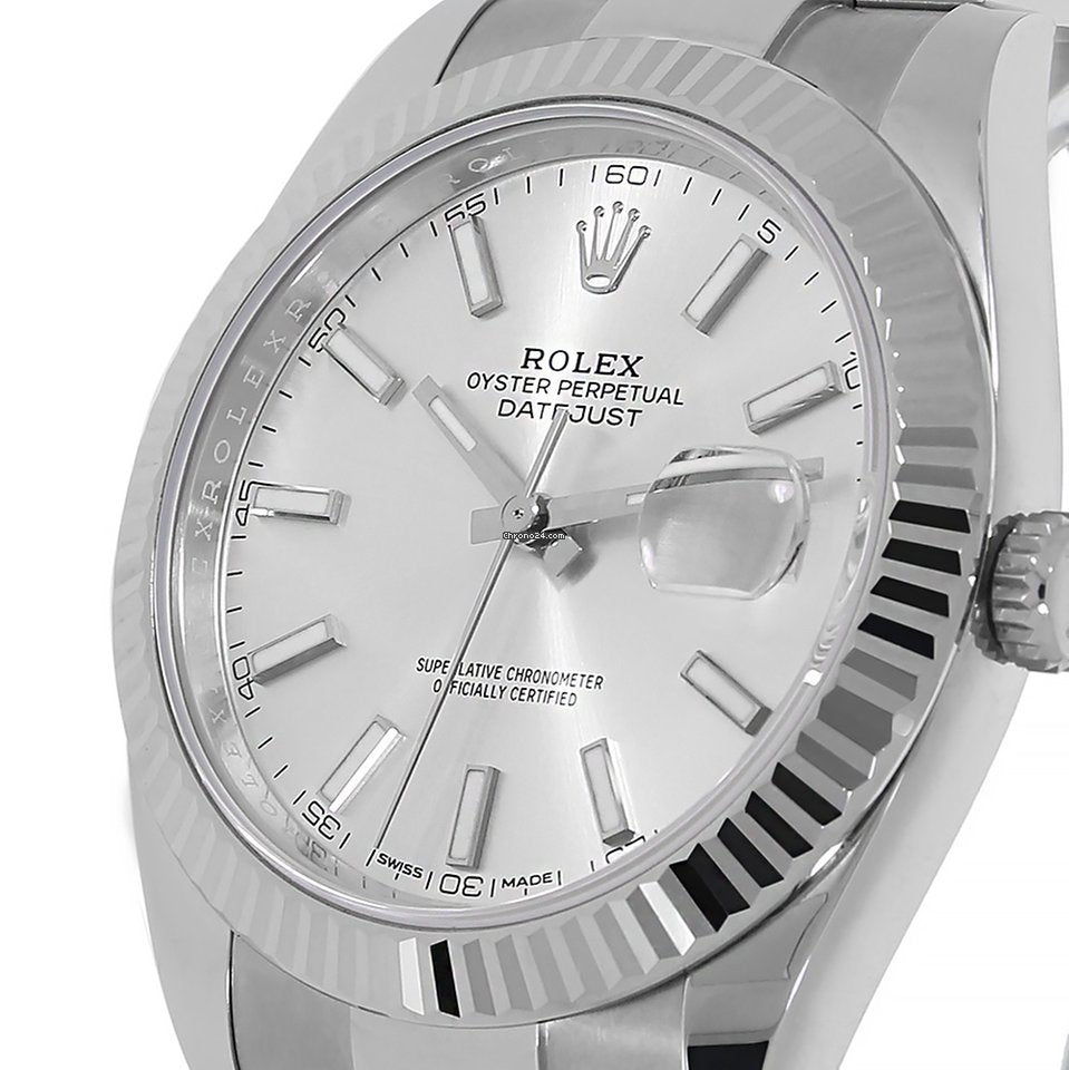 Datejust II Stainless Steel White Gold Silver Index Dial Watch 116334.