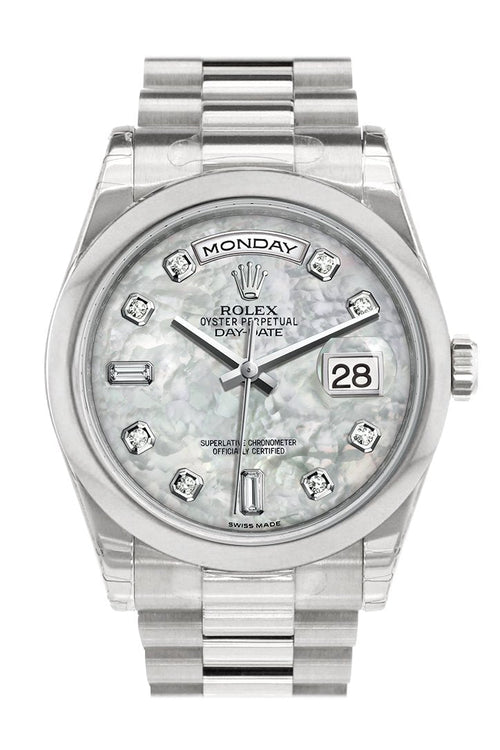 Day Date 36 White mother of pearl set with diamonds Dial President Men's Watch 118206.