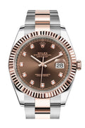 Datejust 41 Chocolate Diamond Dial Steel and 18K Rose Gold Oyster Men's Watch 126331.