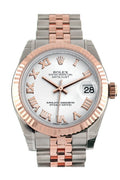 Datejust 31 White Roman Dial Fluted Bezel 18K Rose Gold Two Tone Jubilee Ladies Watch 178271.