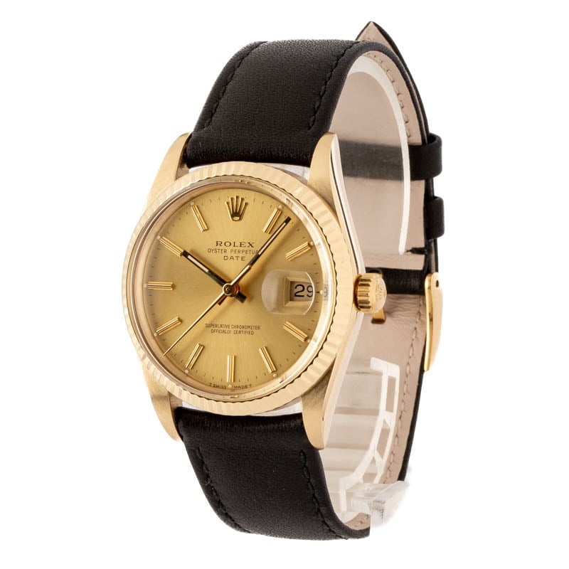Mens Rolex Date 15037 Yellow Gold
