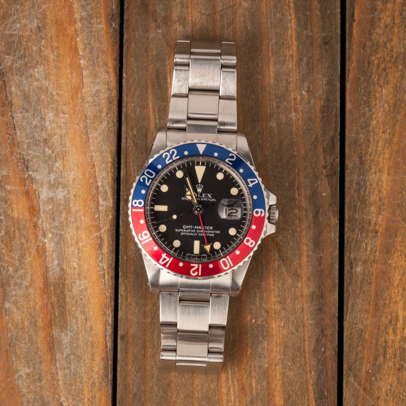 Vintage Rolex GMT-Master 1675 Pepsi Stainless Steel