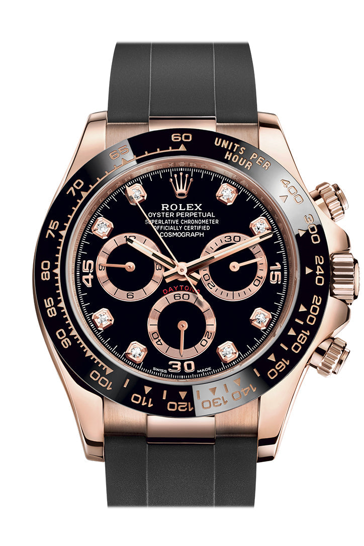 Cosmograph Daytona Rose Gold Black diamond set Dial Oysterflex 116515LN.