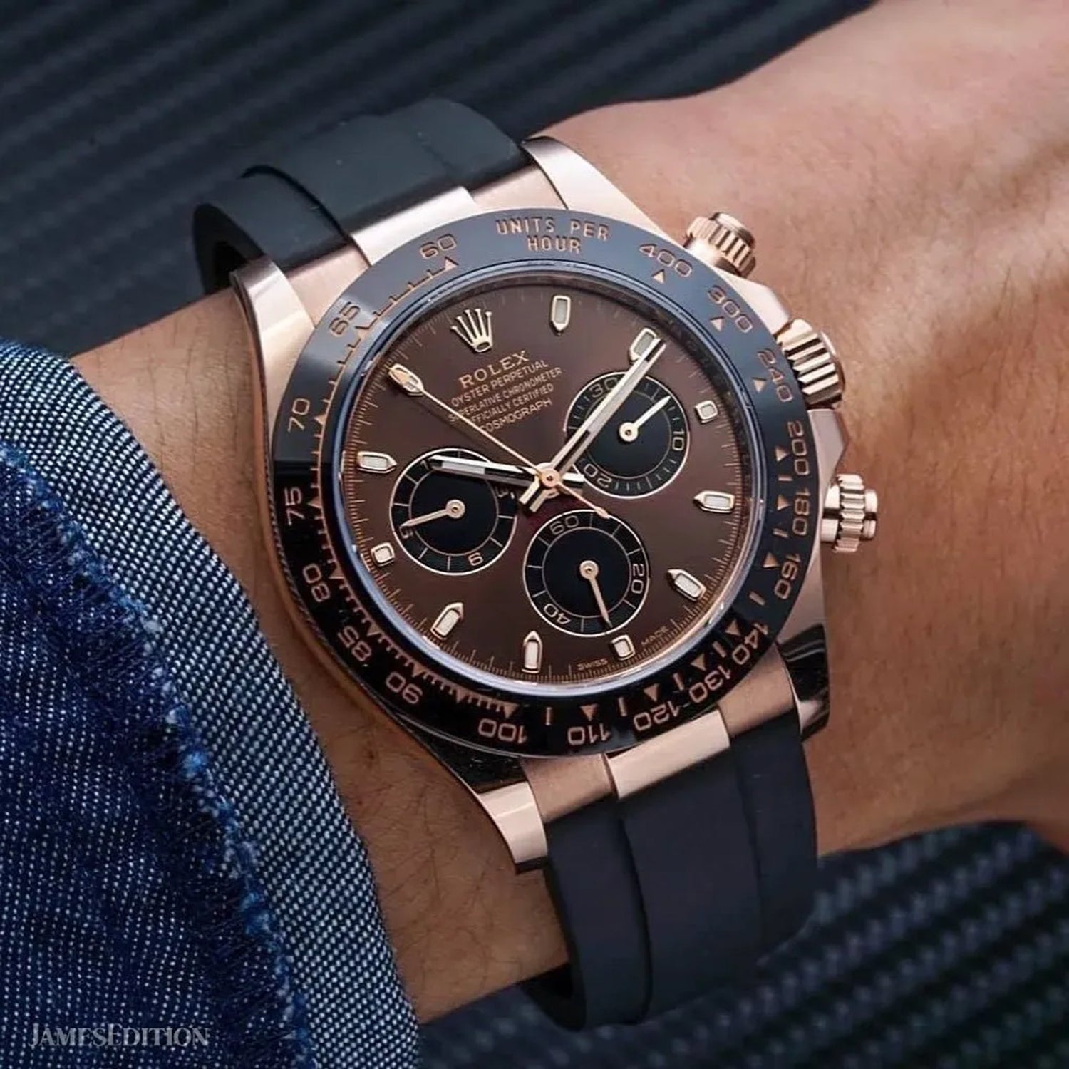 Cosmograph Daytona Rose Gold Chocolate and black Dial Oysterflex 116515LN.
