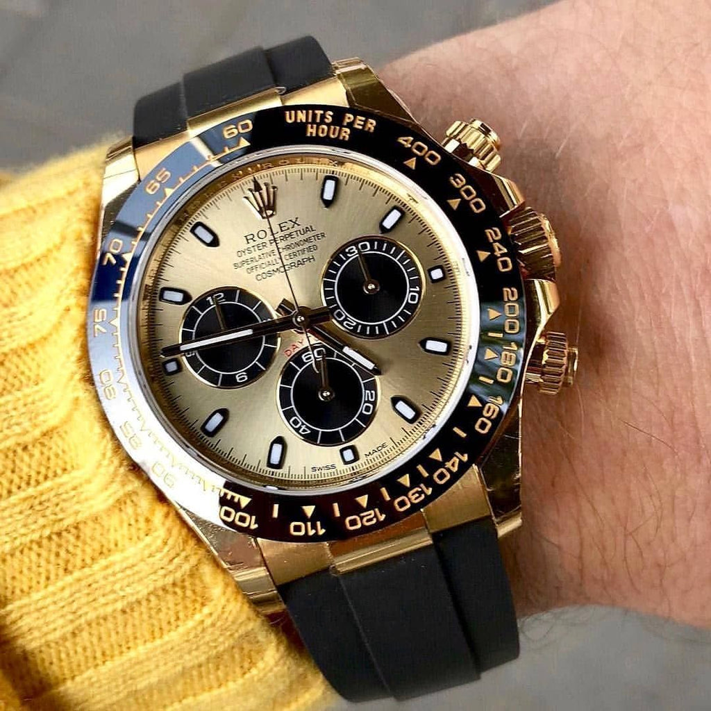 Rolex Cosmograph Daytona, Champagne dial, Oysterflex strap, Yellow gold Watch 116518ln-0048