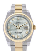 Datejust 36 White mother-of-pearl Roman Dial Fluted 18K Gold Two Tone Oyster Watch 116233.