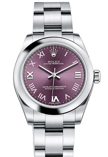 Oyster Perpetual 31 Red Grape Roman Dial Steel Ladies Watch 177200.