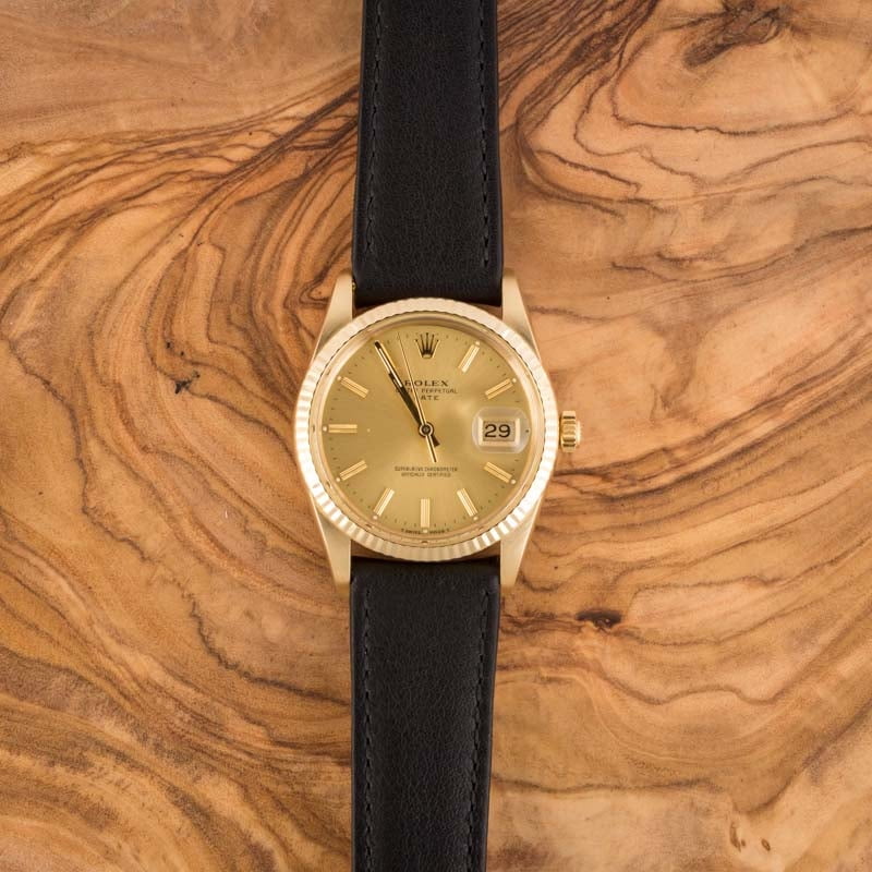 Mens Rolex Date 15037 Yellow Gold