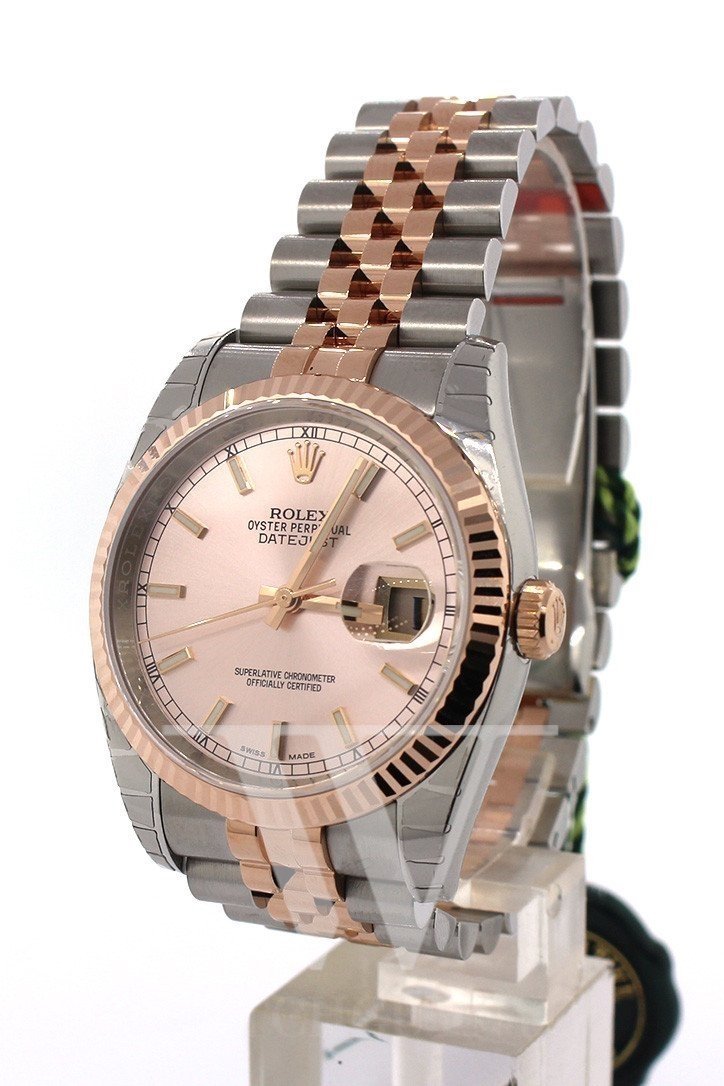 Datejust 36 Pink Dial Fluted Steel and 18k Rose Gold Jubilee Watch 116231.