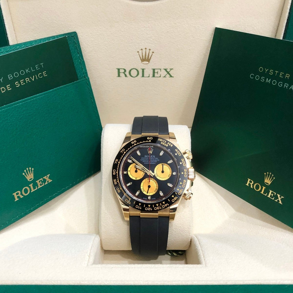 116518 Yellow Gold Cosmograph Daytona 40mm Black Paul Newman Index Dial Black Oysterflex.