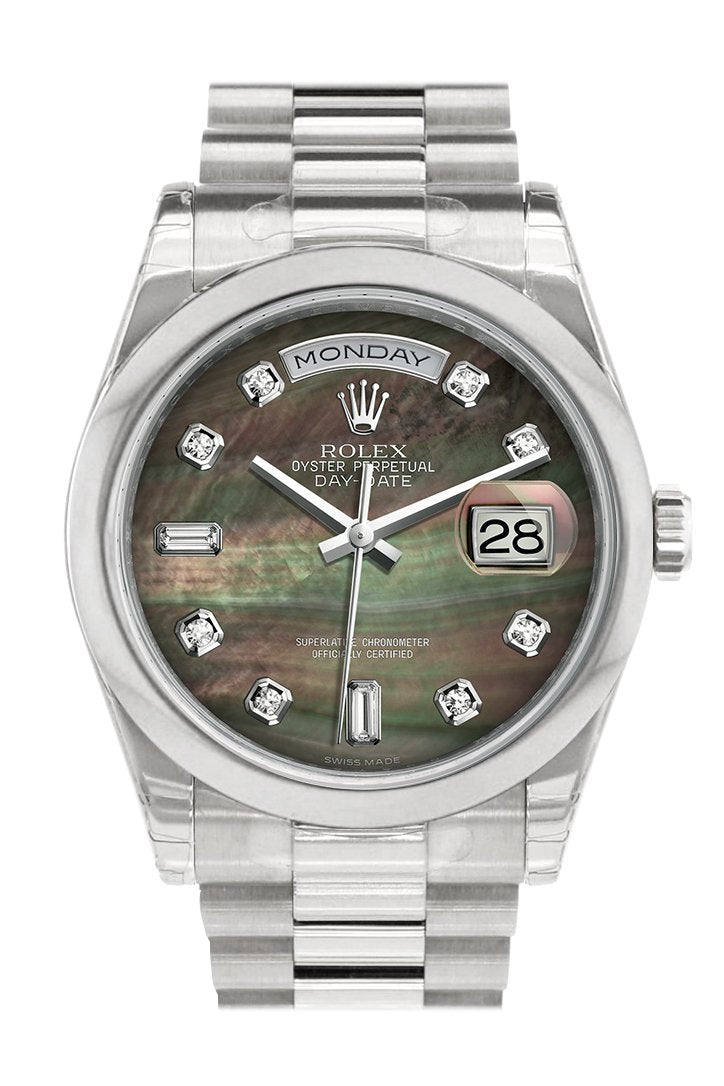 Day Date 36 Black mother of pearl set with diamonds Dial President Men's Watch 118206.