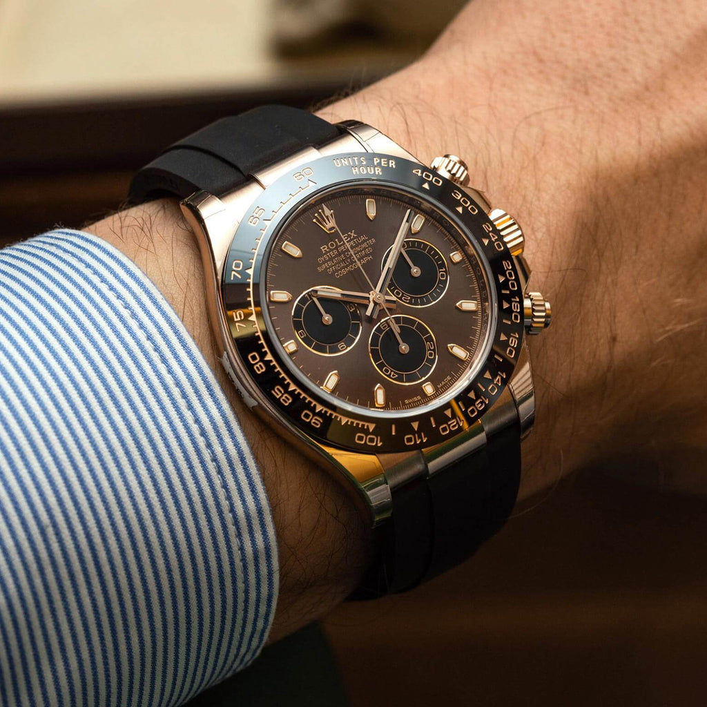 Rolex Daytona, Chocolate dial, Engraved Bezel, Rubber Oysterflex, Rose gold Watch 116515LN-0041