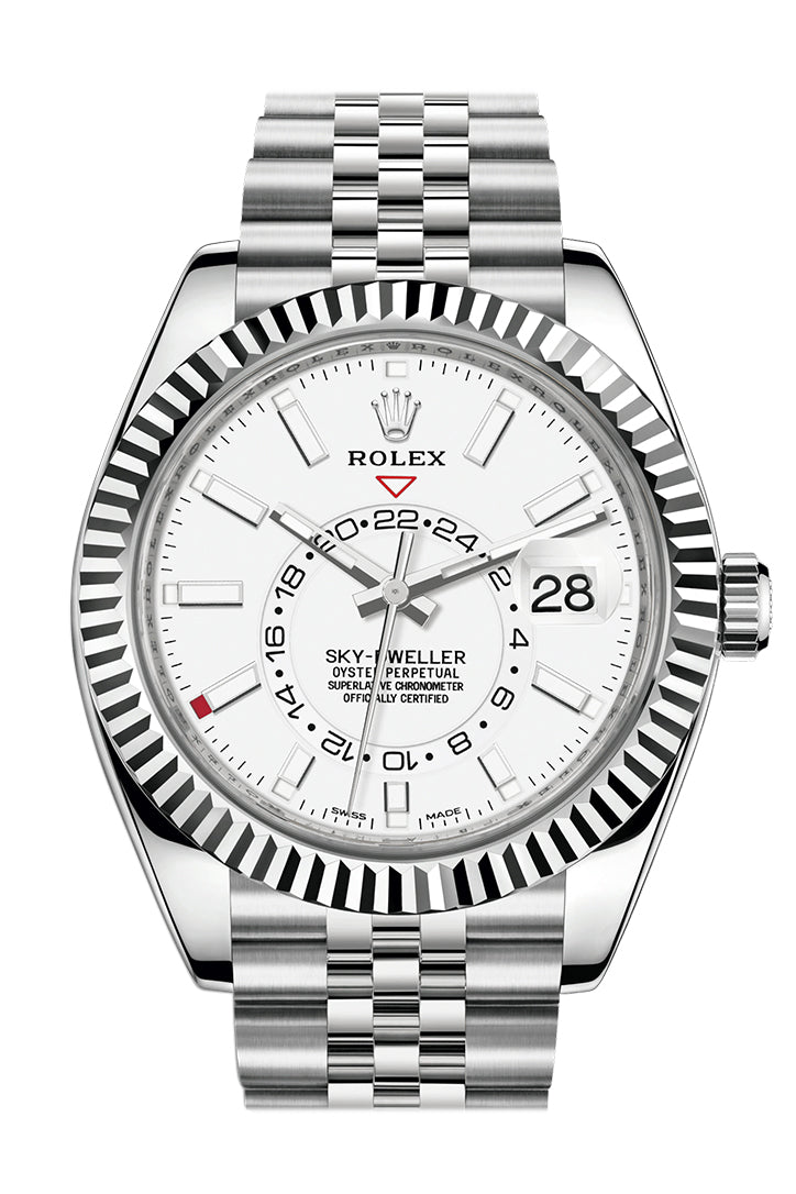 Sky Dweller White Dial 18K White Gold Bezel Steel Jubilee Men's Watch 326934.