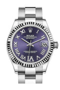 Datejust 31 Aubergine Dial Set Diamonds Dial Fluted Bezel Ladies Watch 278274.