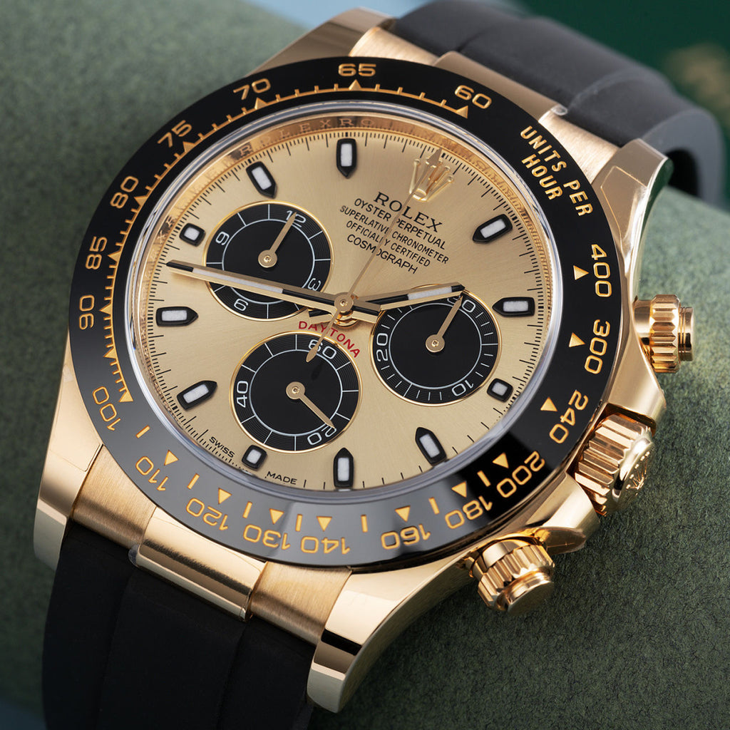 Rolex Cosmograph Daytona, Champagne dial, Oysterflex strap, Yellow gold Watch 116518ln-0048