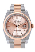 Datejust 36 Pink Dial Fluted Steel and 18k Rose Gold Oyster Watch 116231.