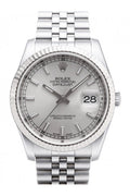 Datejust 36 Silver Dial 18k White Gold Fluted Bezel Stainless Steel Jubilee Watch 116234.