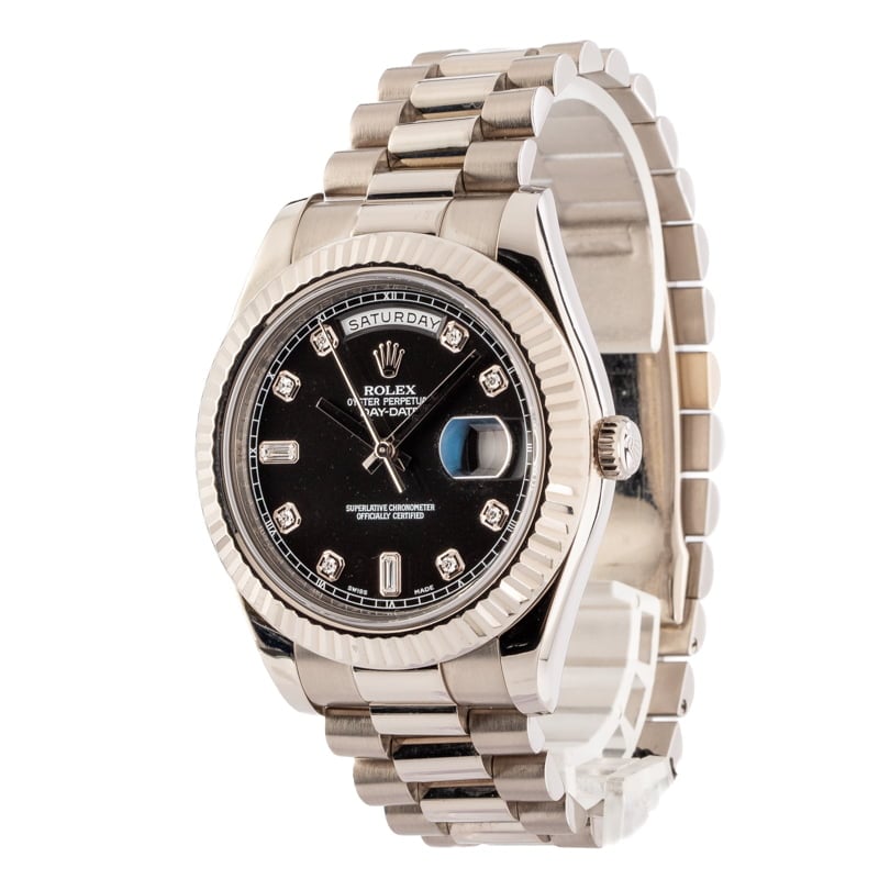Rolex Day-Date II 218239 Black Diamond Dial