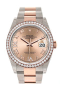 Datejust 36 Rose Set with Diamonds Dial Diamond Bezel Rose Gold Two Tone Watch 126281RBR 126281 NP.