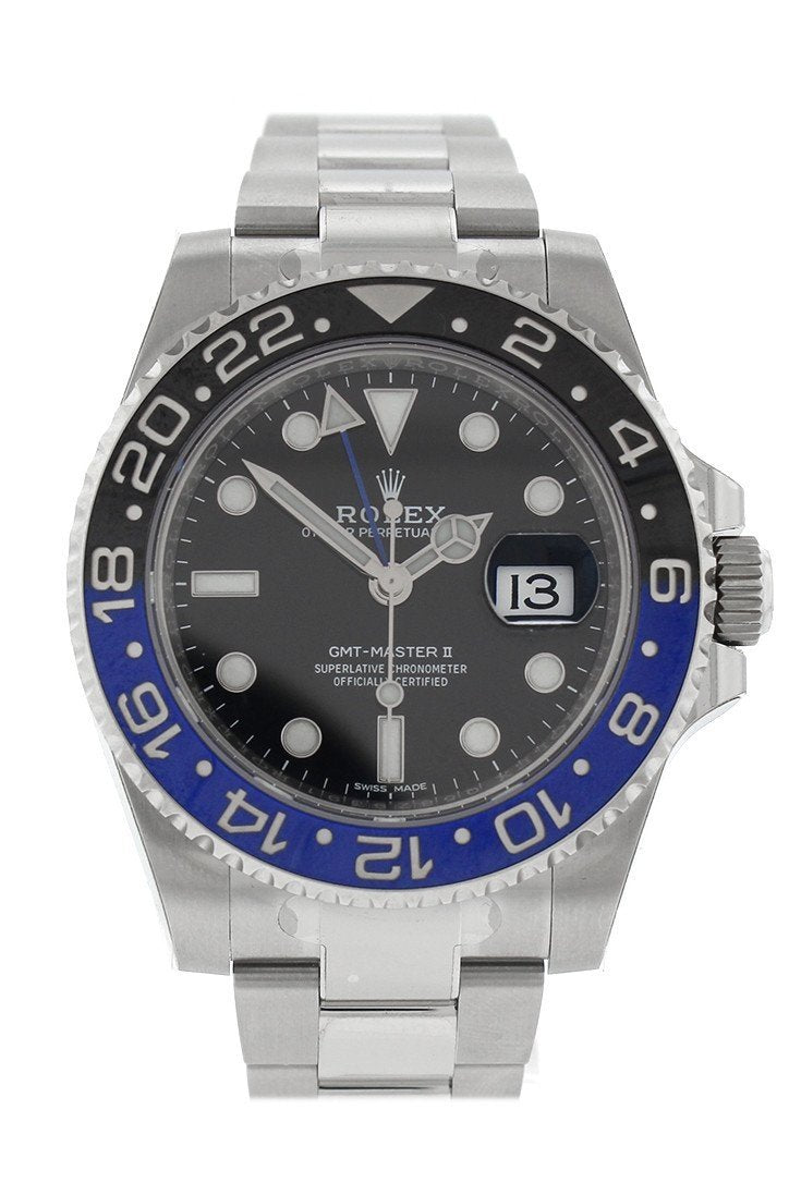 GMT-Master II Batman 40 Black Dial Steel Men's Watch 116710BLNR 116710.