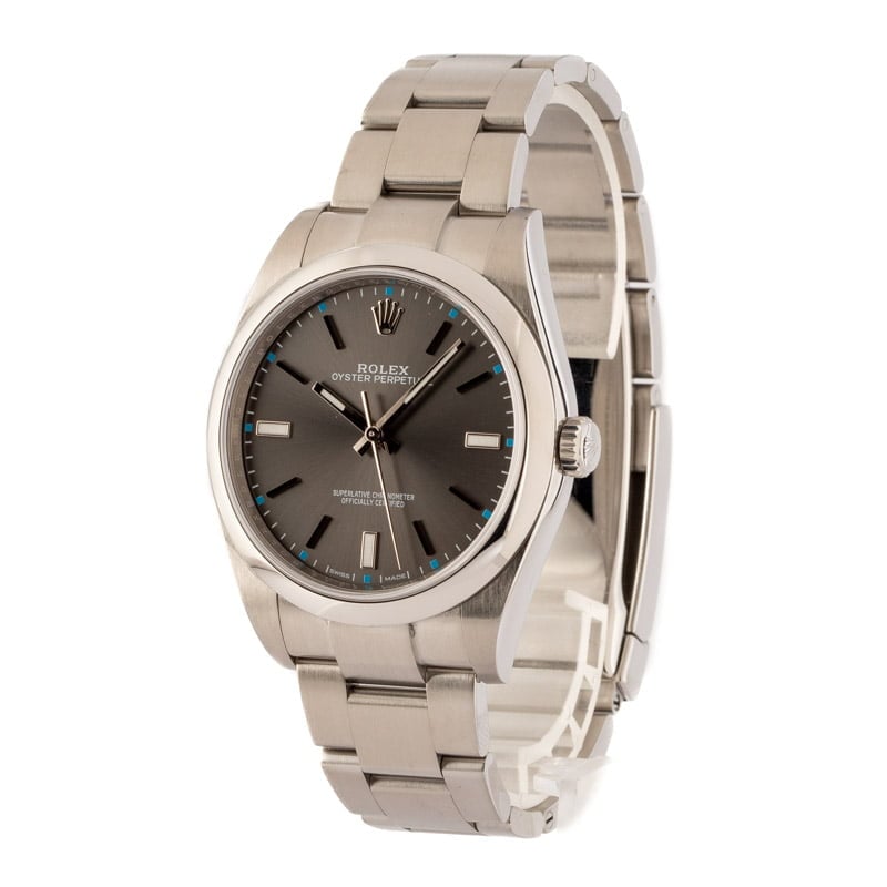 Rolex Oyster Perpetual 114300 Dark Rhodium Index Dial