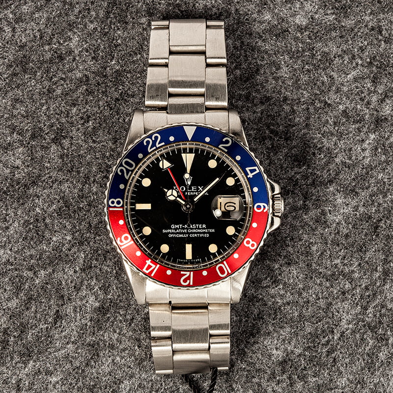 Vintage Rolex GMT-Master 1675 Stainless Steel Pepsi