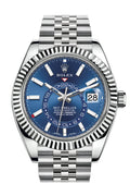 Sky Dweller Blue Dial 18K White Gold Bezel Steel Jubilee Men's Watch 326934.