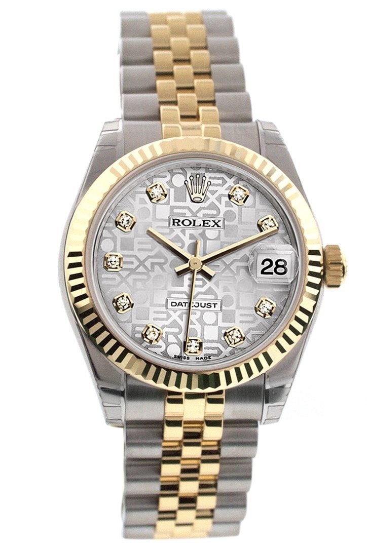 Datejust 31 Silver Jubilee Diamond Dial Fluted Bezel 18K Gold Two Tone Jubilee Ladies 178273.