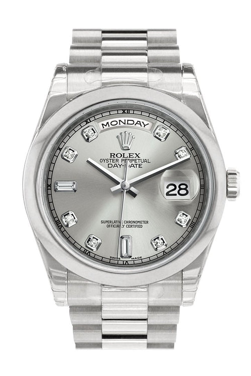 Day Date 36 Silver set with diamonds Dial President Men's Watch 118206.
