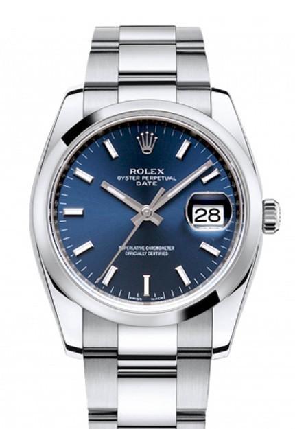 Date 34 Blue Dial Stainless Steel Men's Watch 115200.
