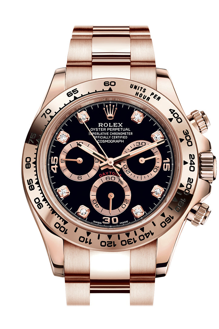 Cosmograph Daytona Rose Gold Black diamond set Dial Bracelet 116505.