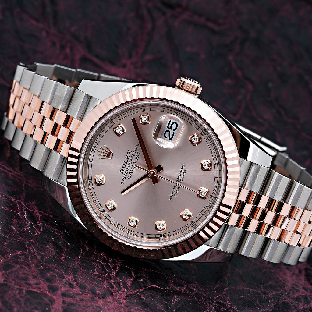Datejust 31 White Roman Dial Diamond Bezel 18K Rose Gold Two Tone Ladies Watch 278341.