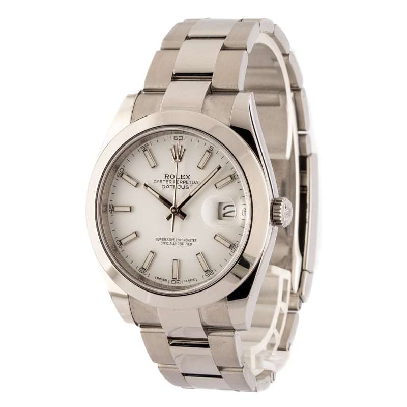 Mens Rolex Datejust 41 Ref 126300 White Dial