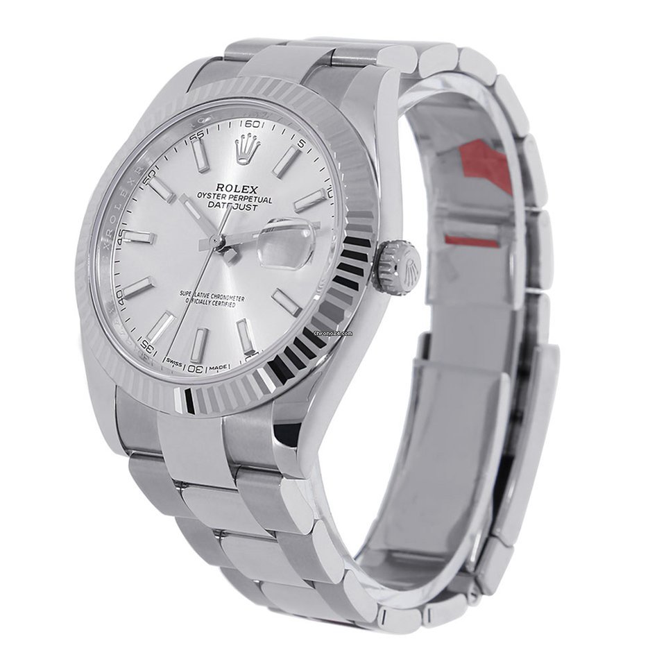Datejust II Stainless Steel White Gold Silver Index Dial Watch 116334.