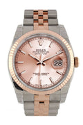 Datejust 36 Pink Dial Fluted Steel and 18k Rose Gold Jubilee Watch 116231.