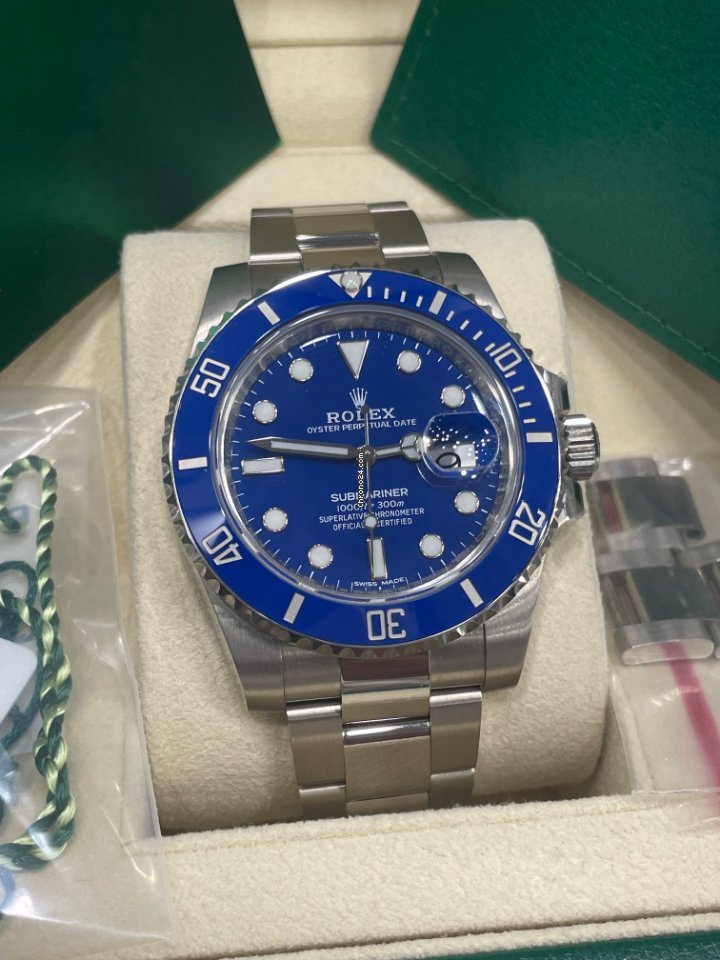 Submariner Date Smurf White Gold 40mm Blue Ceramic 116619LB.