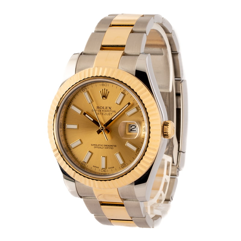 Mens Rolex Datejust II Ref 116333 Champagne Dial