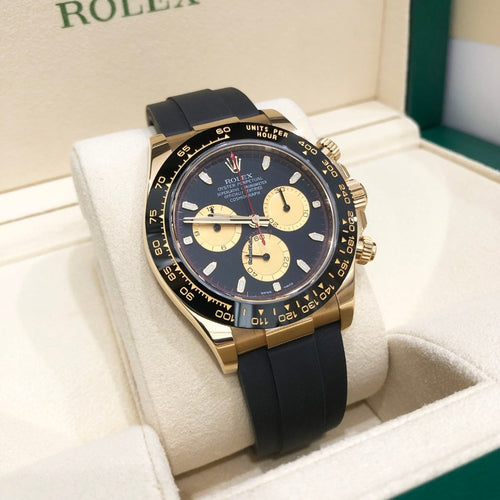 116518 Yellow Gold Cosmograph Daytona 40mm Black Paul Newman Index Dial Black Oysterflex.