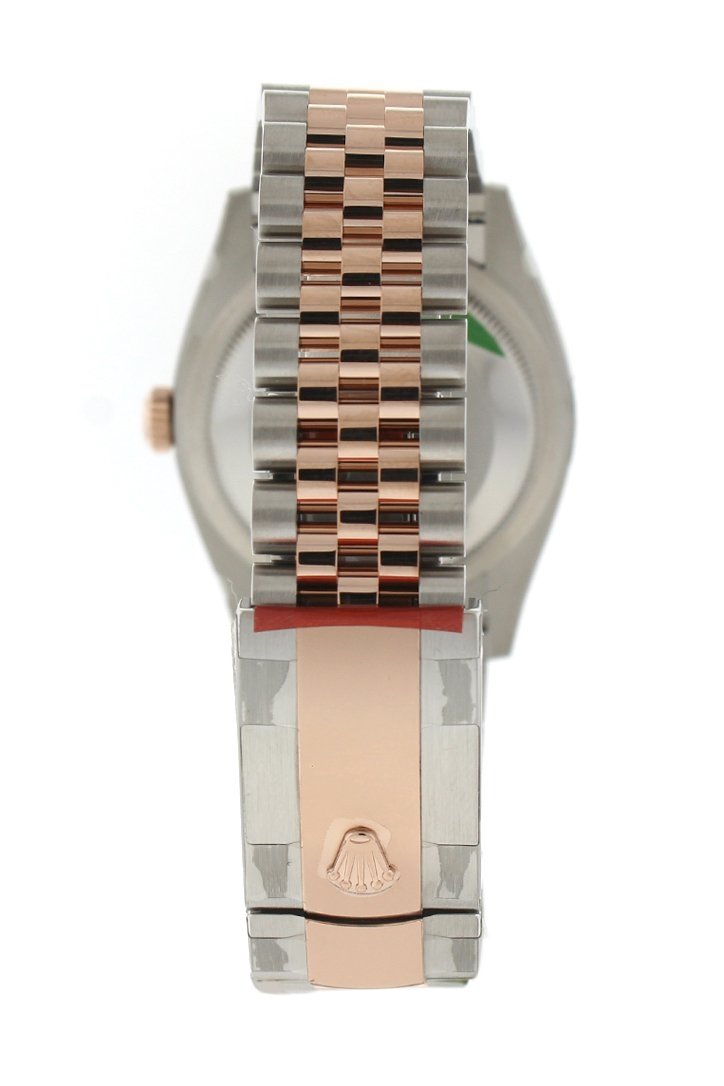 Datejust 36 White Mother-of-Pearl Set with Diamonds Dial Fluted Rose Gold Two Tone Jubilee Watch 126231 NP.