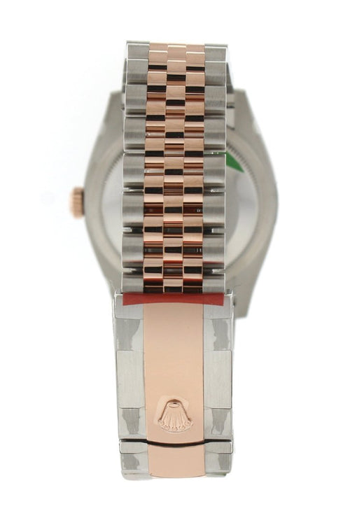 Datejust 36 White Mother-of-Pearl Set with Diamonds Dial Fluted Rose Gold Two Tone Jubilee Watch 126231 NP.