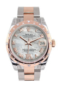 Datejust 31 White Mother of Pearl Roman Large VI set with Diamond Dial Diamond Bezel 18K Rose Gold Two Tone Ladies Watch 178341.