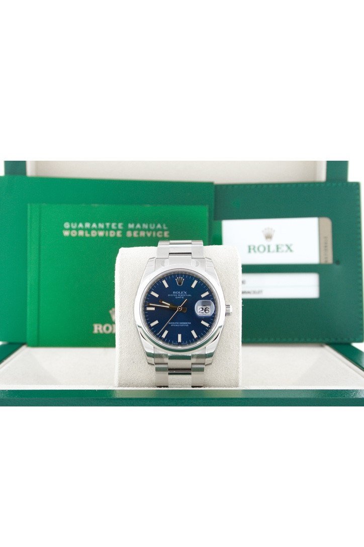 Date 34 Blue Dial Stainless Steel Men's Watch 115200.