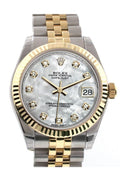 Datejust 31 Mother of Pearl Diamonds Dial Fluted Bezel 18K Gold Two Tone Jubilee Ladies 178273.