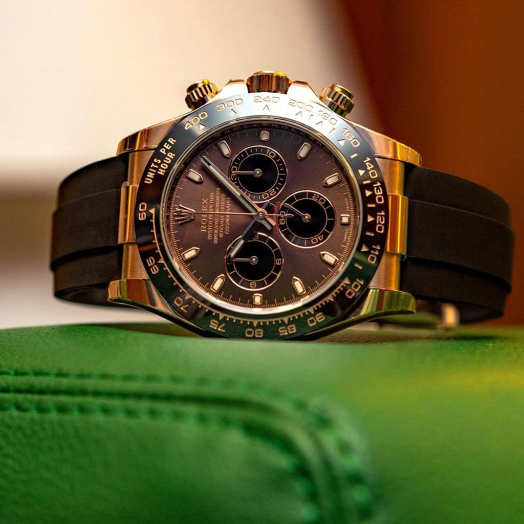 Cosmograph Daytona Rose Gold Chocolate and black Dial Oysterflex 116515LN.