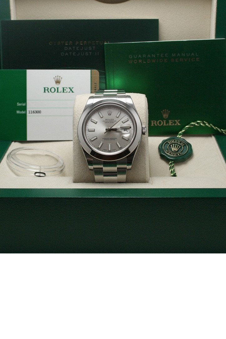 Datejust II 41 Silver Dial Steel Men's Watch 116300.