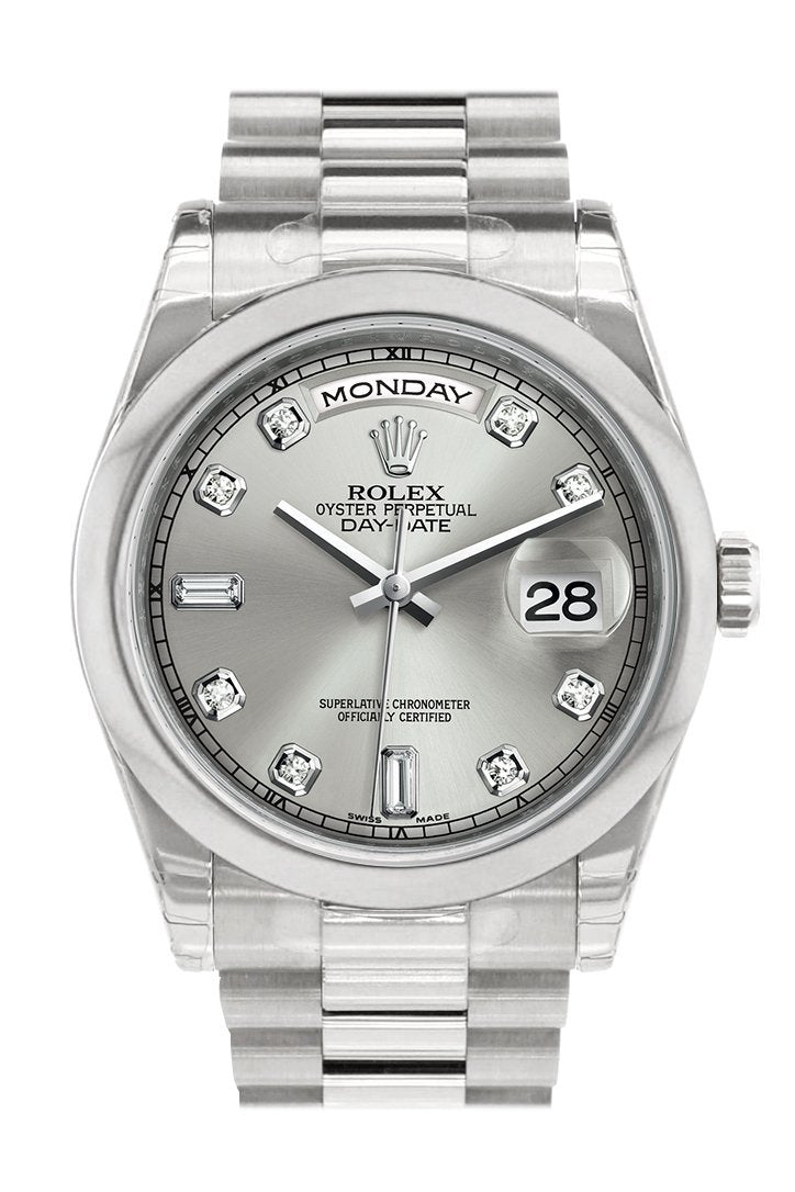 Day Date 36 Silver set with diamonds Dial President Men's Watch 118206.