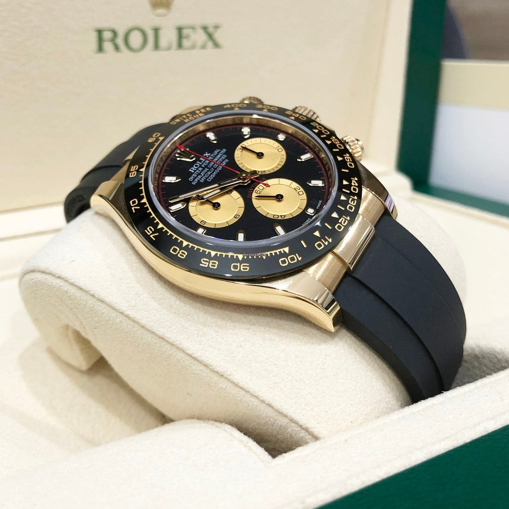 116518 Yellow Gold Cosmograph Daytona 40mm Black Paul Newman Index Dial Black Oysterflex.